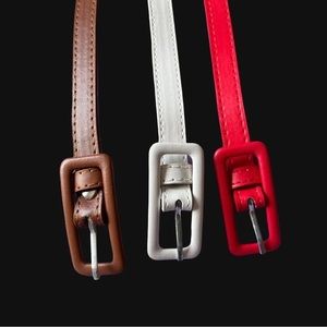 SHEIN white, red, brown thin belts